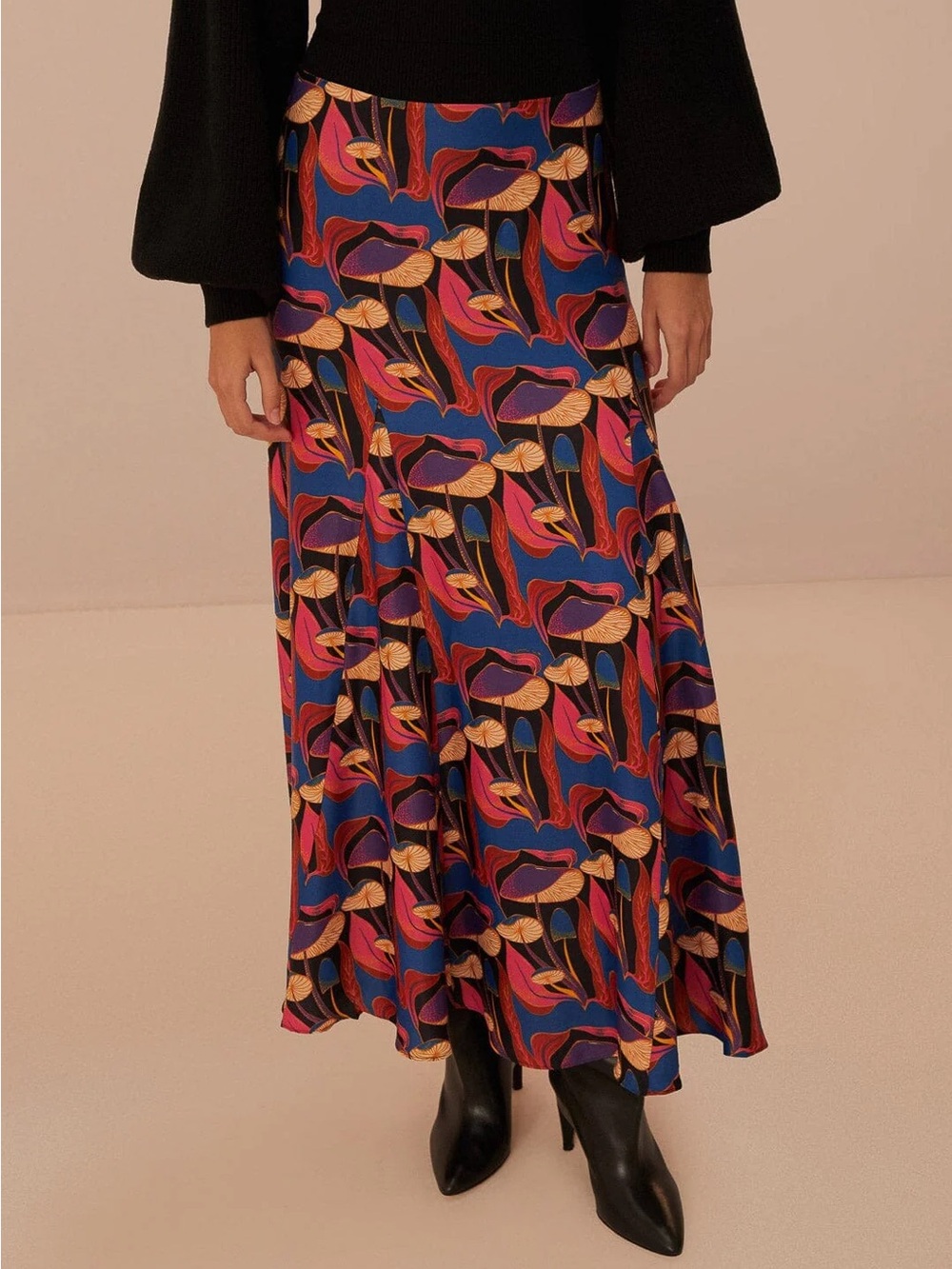 EUC Farm Rio Printed Maxi Skirt in Blue Multi Sz S
